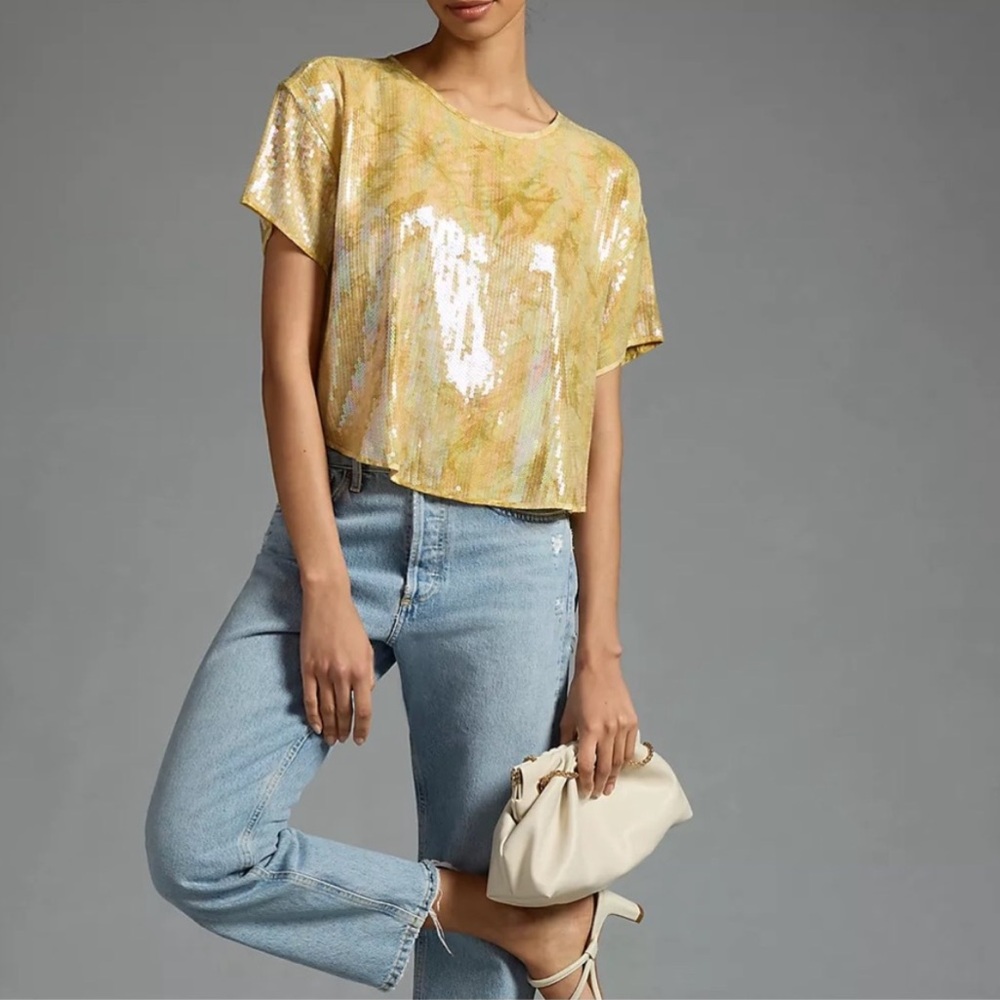 Anthropologie Women's Pilcro Sequin Tech Top Size
~S